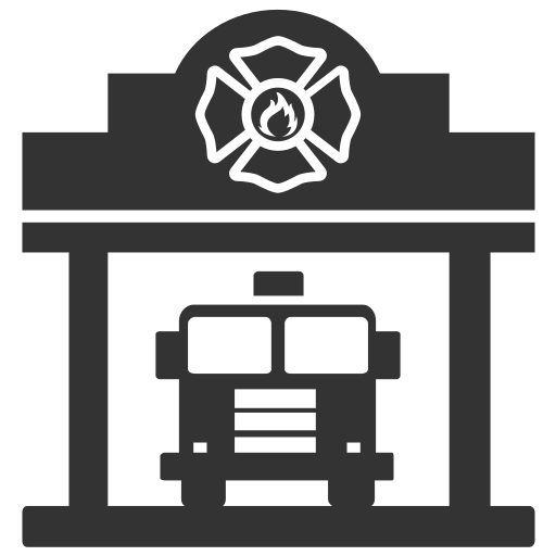 Black Fire Station line drawing icon