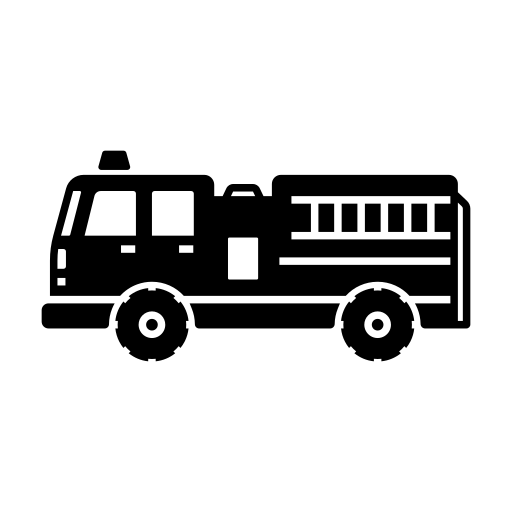 Black Fire Engine line drawing icon